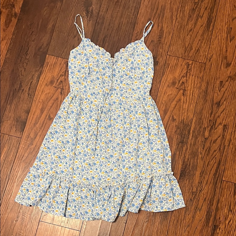 Altar'd State Blue and Yellow Floral Mini Dress